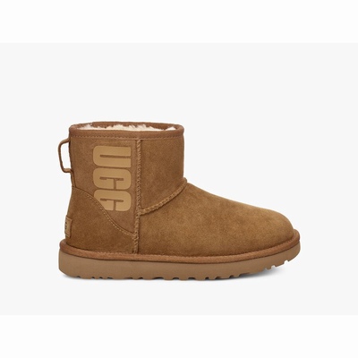 Botas UGG Classic Mini Rubber Logo Mulher Marrom | PT-DEBXI